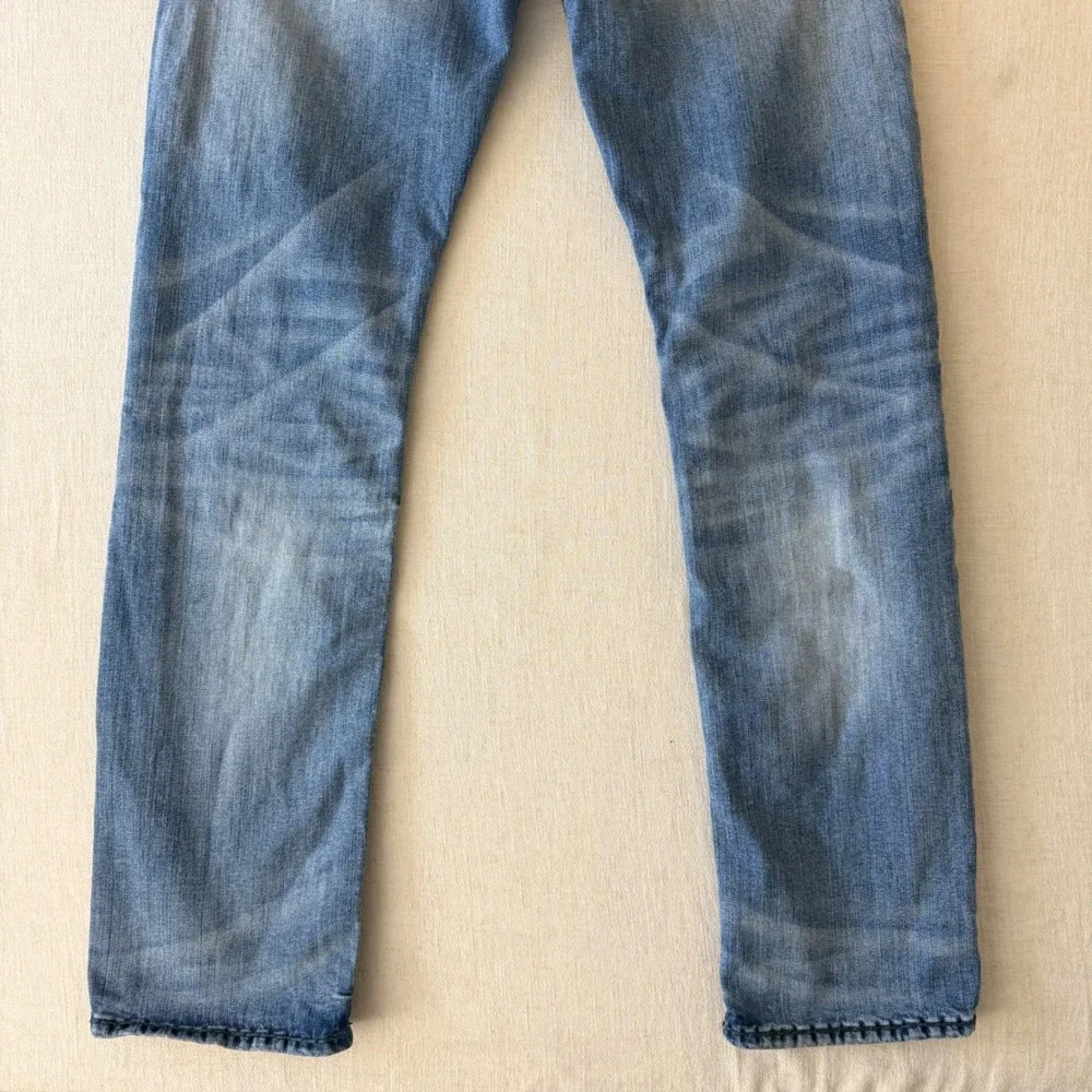 True Religion Ricky Relaxed Straight Jeans 34 Blue Contrast Stitch Y2K Denim